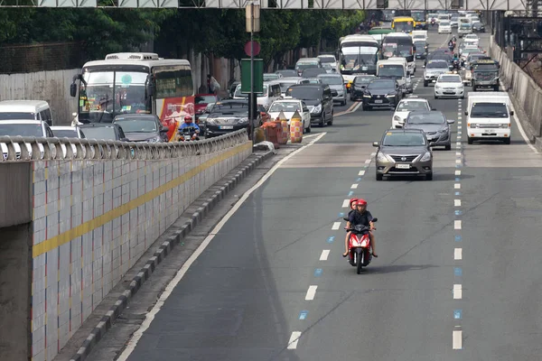 Manilla Filippijnen Juni 2017 Zwaar Verkeer Veel Auto Weg Van — Stockfoto