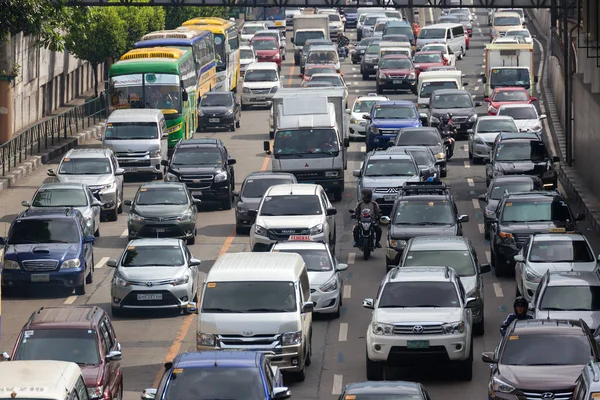 Manilla Filippijnen Juni 2017 Zwaar Verkeer Veel Auto Weg Van — Stockfoto