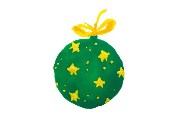 绿色圣诞铝球水彩画图纸 — 图库照片