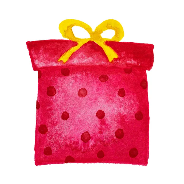 Desenho Pintura Aquarela Rosa Vermelho Aniversário Valentine Presente Caixa Isolado — Fotografia de Stock