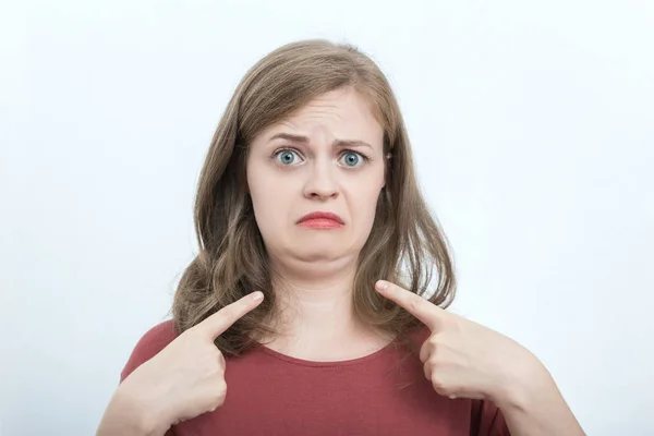 Young Caucasian Woman Girl Double Chin — Stock Photo, Image