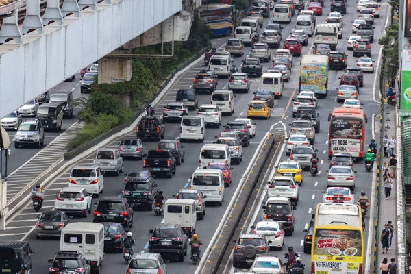 Manilla Filippijnen Januari 2020 Zwaar Verkeer Veel Auto Edsa Weg — Stockfoto