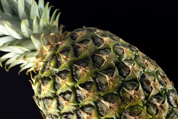 Pineapple Close Macro Black Background — Stock Photo, Image