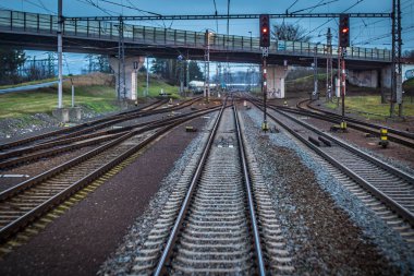 Tren rayları trenin son vagonunda görüldüğü gibi uzaklığa doğru kaçıyor.