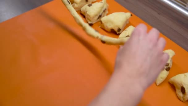 Cuocere i panini di Natale fuori dall'impasto prima di cuocerli in forno — Video Stock