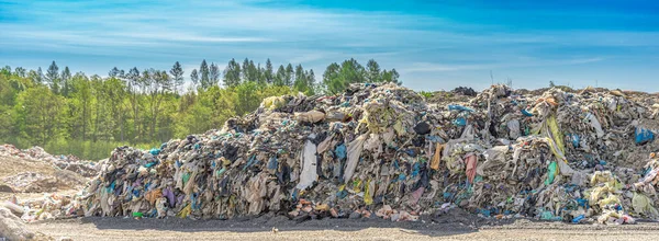 Deponering av kommunalt avfall i naturen, miljöskydd, ekologi — Stockfoto