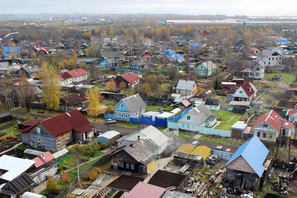 Много Красочных Домиков Архангельском Высоты Птичьего Полета — стоковое фото