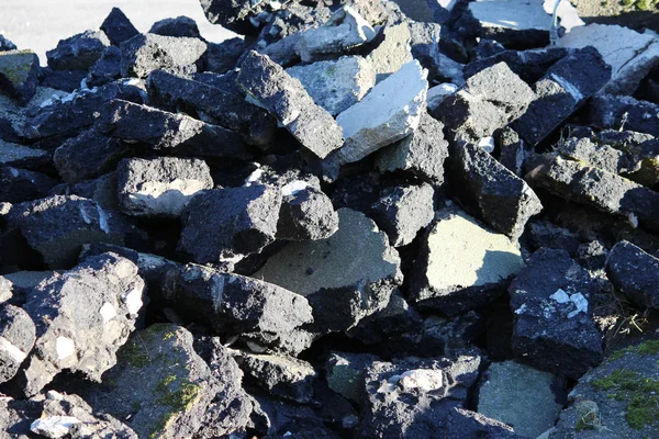 Texture Asphalt Pieces Shot Preparation Old Road New Coverage — Stock Photo, Image