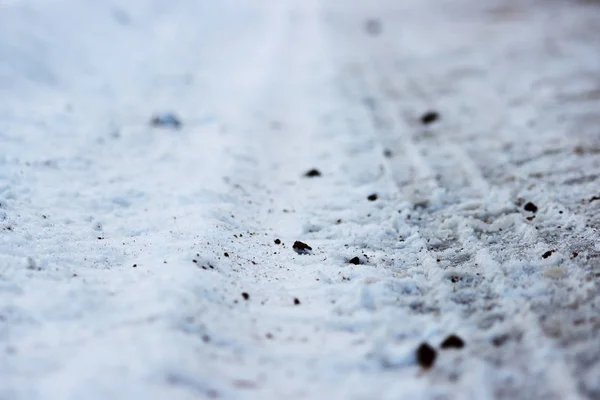 Spår av slitbanan på snömaskiner. — Stockfoto