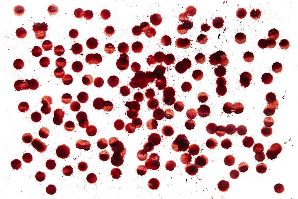 Izole kırmızı beyaz bir arka plan üzerinde insan kan damlaları. — Stok fotoğraf
