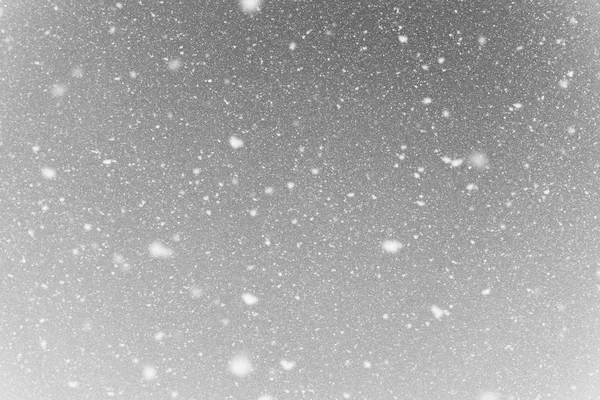 Black and white Falling snow flakes during the snowfall from the sky