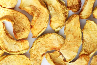 Elma cips kurumuş. Çiğ gıda vegans ve ham foodism için ideal.