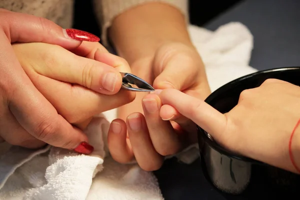 Manicura Los Cursos Formación Muestra Los Estudiantes Cómo Manejar Las — Foto de Stock