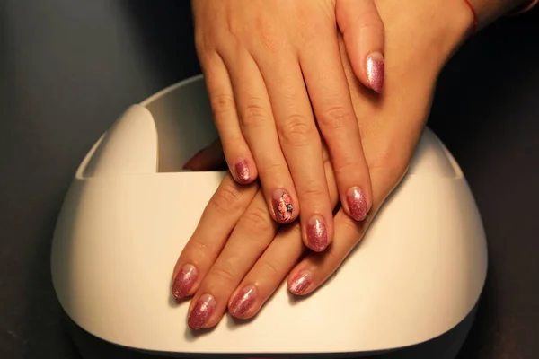 Manicure Schellak Klaar Kleur Schellak Roze Goud — Stockfoto