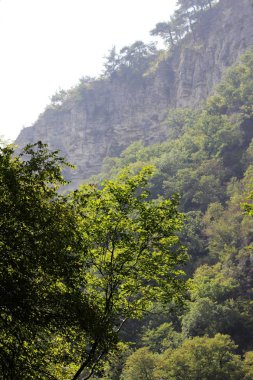 Beyaz kayalar. Başka bir ad Eagle taşlar işte. Krasnodar bölgesi. Kesinlikle dikey kayalıklarla, ışık kireçtaşı ve sarı kum taşı ile kaplı. Onların başında grow çam, meşe, Doğu hornbeams