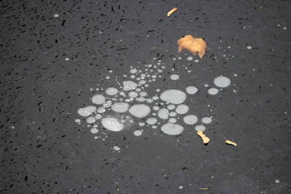 Lago cubierto de hielo con una gran cantidad de burbujas grandes y pequeñas congeladas en el invierno. imagen interesante . — Foto de Stock