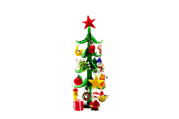 Cristal Navidad Pequeña Espina Arenque Con Juguetes Coloridos Miniatura Recuerdo — Foto de Stock