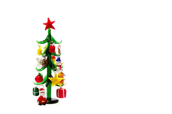 Kerst Glas Kleine Visgraat Met Miniatuur Kleurrijke Speelgoed New Year — Stockfoto