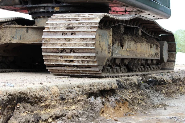 Large Construction Dredge Who Works Road Repair Site Reportage Shortting — Stock Photo, Image