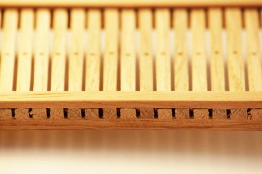 Kemer desenleri ile yapmak için mini makine dokuma. Halk sanatı, el yapımı. Ayrıntı