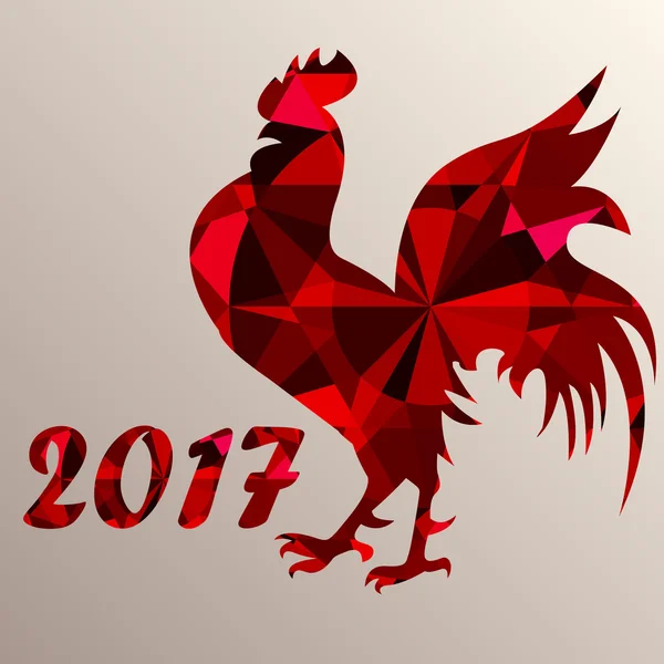 Červený kohout jako symbol 2017 — Stockový vektor