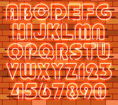 Parlak turuncu Neon alfabesi.