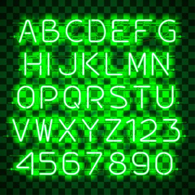 Parlak yeşil Neon alfabesi.