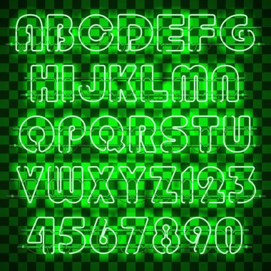 Parlak yeşil Neon alfabesi.