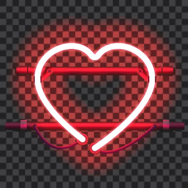 Glödande röd neon hjärta — Stock vektor