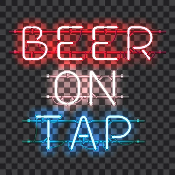 Pomyślna neon znak bar na piwnych — Wektor stockowy