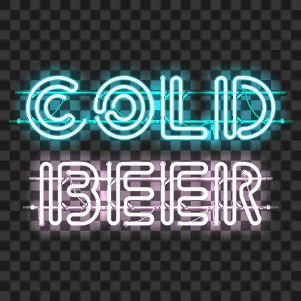 Pomyślna neon znak bar zimne piwo — Wektor stockowy