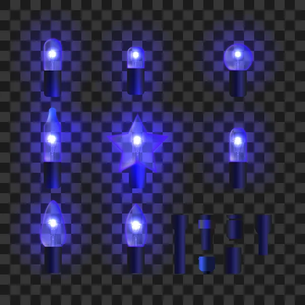 Set of blue shining garland lights — Stock Vector