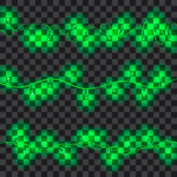 Conjunto de luces de guirnalda verde brillante — Archivo Imágenes Vectoriales