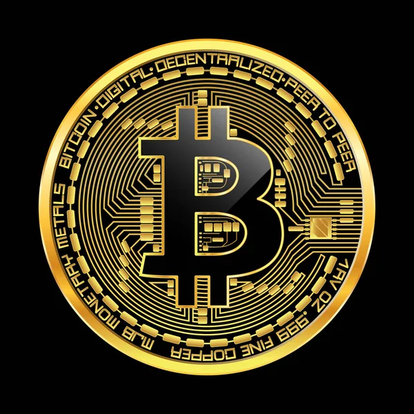 Crypto monnaie Bitcoin symbole d'or — Image vectorielle