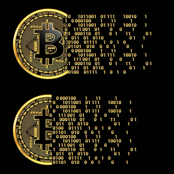 Uppsättning av krypto valuta bitcoin gyllene symboler — Stock vektor