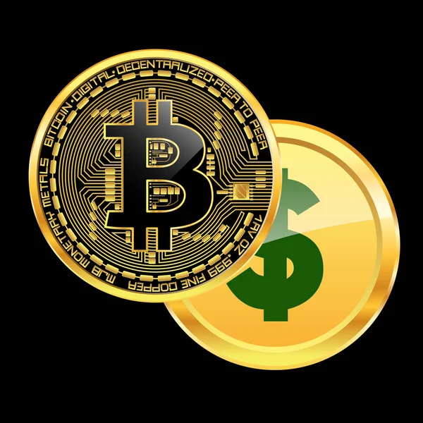 Krypto valuta bitcoin slår dollar koncept — Stock vektor