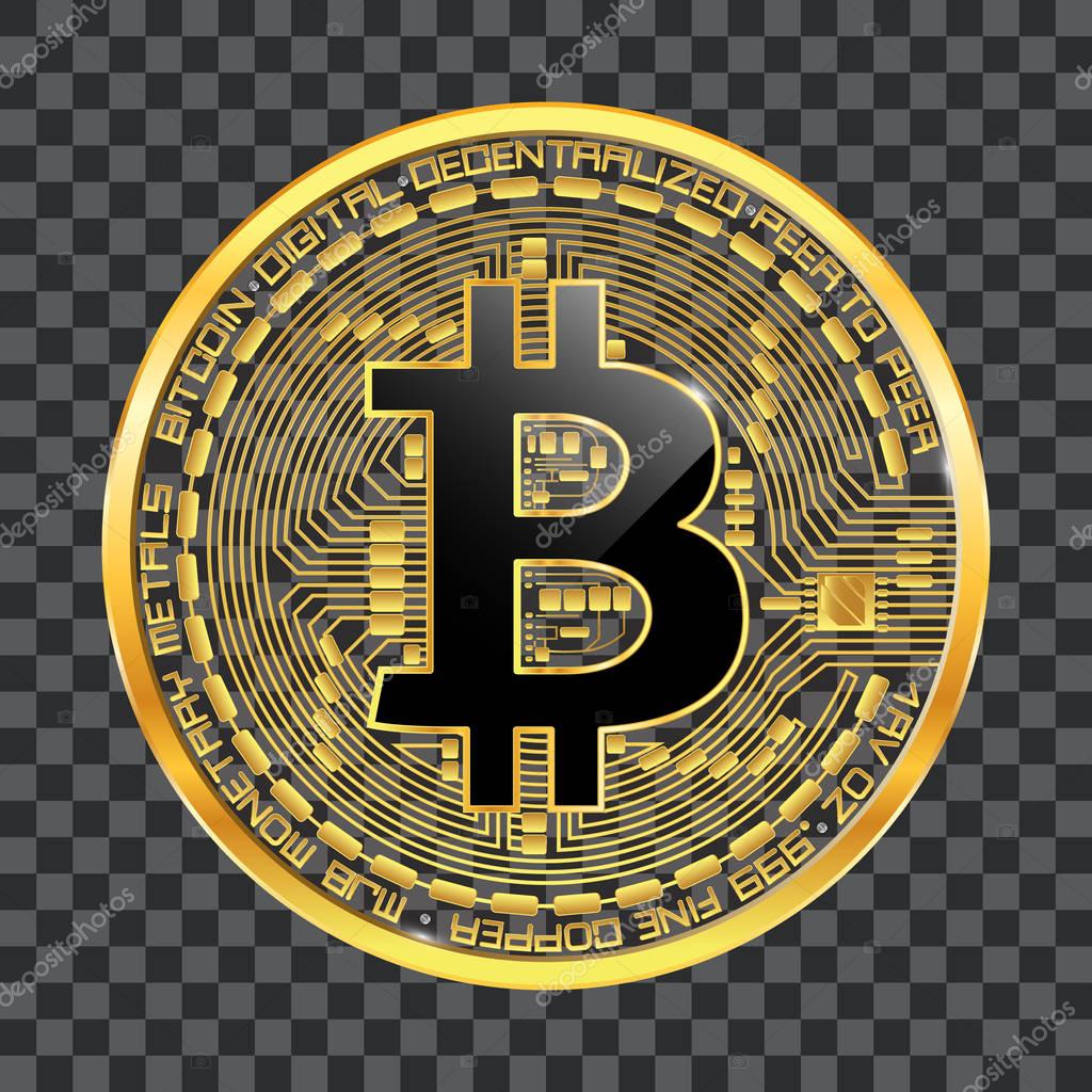 Símbolo de moeda criptografia bitcoin dourado — Vetor de ...