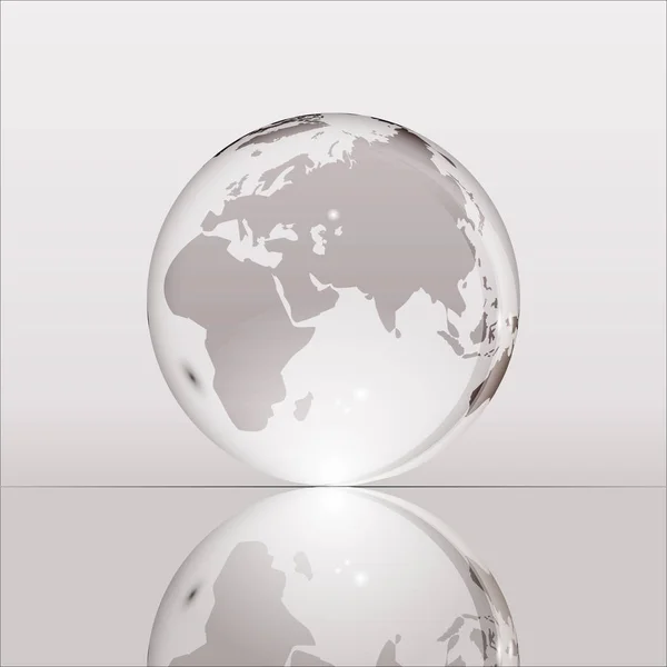 Grijze glanzende transparante earth globe — Stockvector