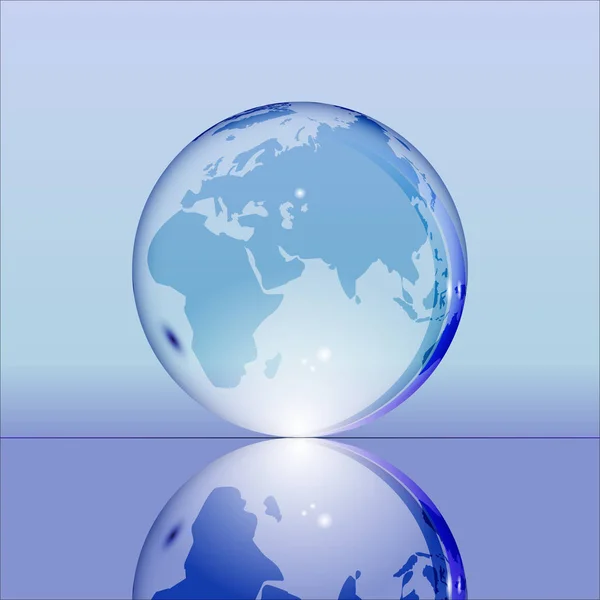 Blauwe glanzende transparante earth globe — Stockvector