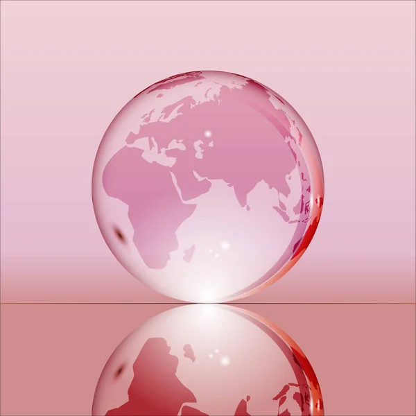 Pink shining transparent earth globe — Stock Vector