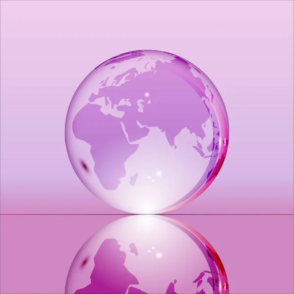 Paarse stralende transparante earth globe — Stockvector
