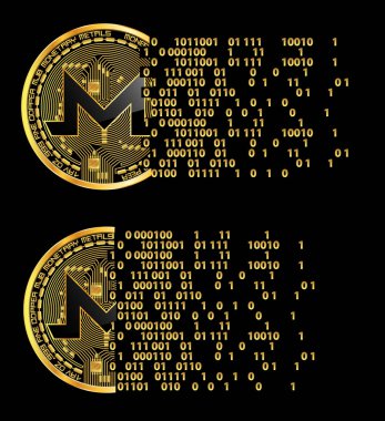 Kripto para birimi monero altın simgeler kümesi