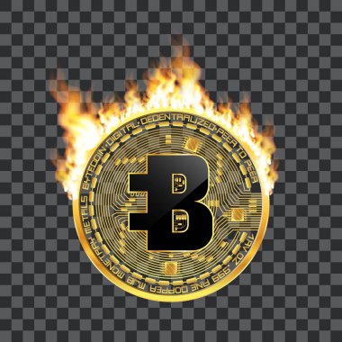 Kripto para birimi bytecoin altın simgesi yanıyor