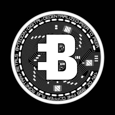 Kripto para birimi bytecoin siyah ve beyaz simgesi