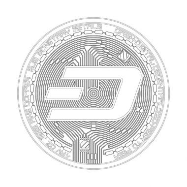 Kripto para birimi çizgi siyah beyaz simgesi