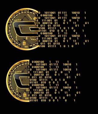 Kripto para birimi dash altın simgeleri kümesini