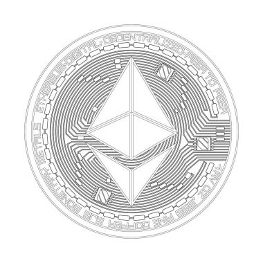 Kripto para birimi ethereum siyah ve beyaz simgesi