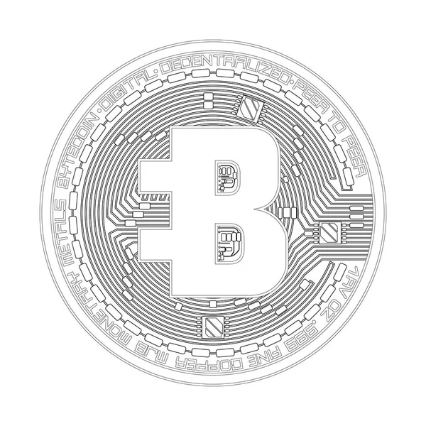 Crypto monnaie bytecoin symbole noir et blanc — Image vectorielle