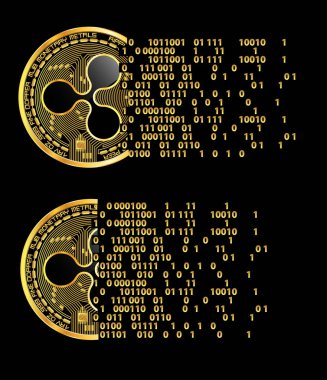 Kripto para birimi dalgalanma altın simgeler kümesi