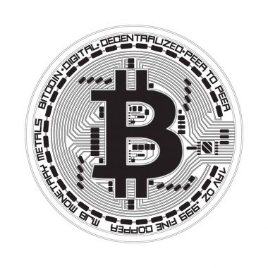 Kripto para birimi bitcoin siyah ve beyaz simgesi